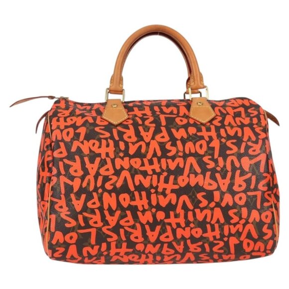 LOUIS VUITTON Monogram Graffiti Speedy 30 Hand Bag Orange M93705 Auth 131812V - Picture 2 of 16